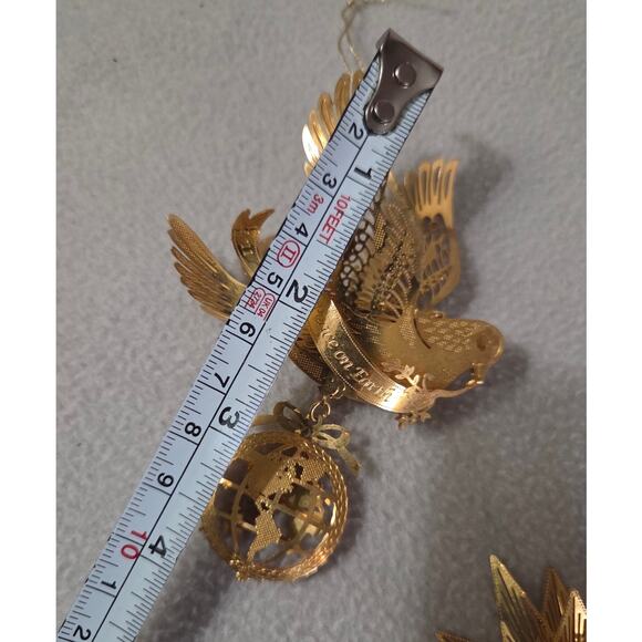 Set 2 Danbury Mint Gold Plated Ornament Peace on Earth Dove Snowflake Star - Picture 10 of 11